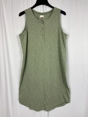 Up West Cotton Sleeveless Midi Tank Dress Green Stripe Size XL